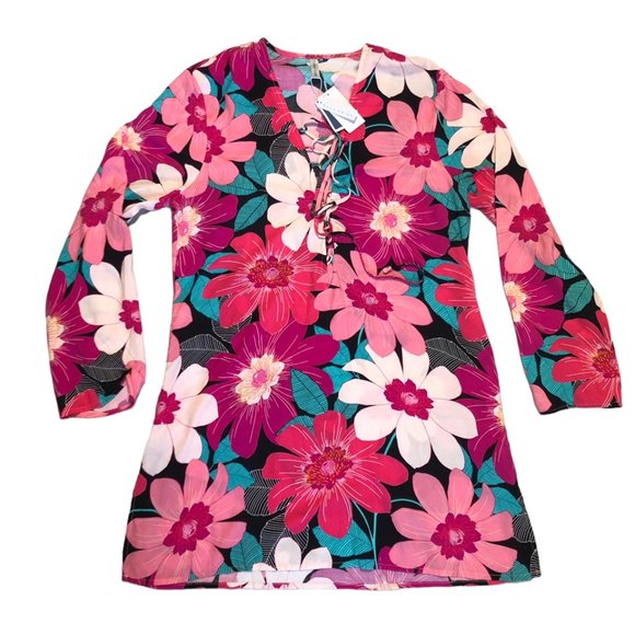 Trina Turk Other - Trina Turk Multi-color Pink Floral Swim Tunic Cover-up Size L NWT vacation